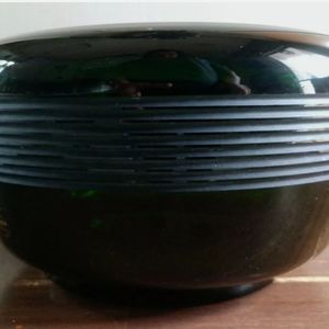 Makora Green Glass Handmade Console Bowl Ribbed HE